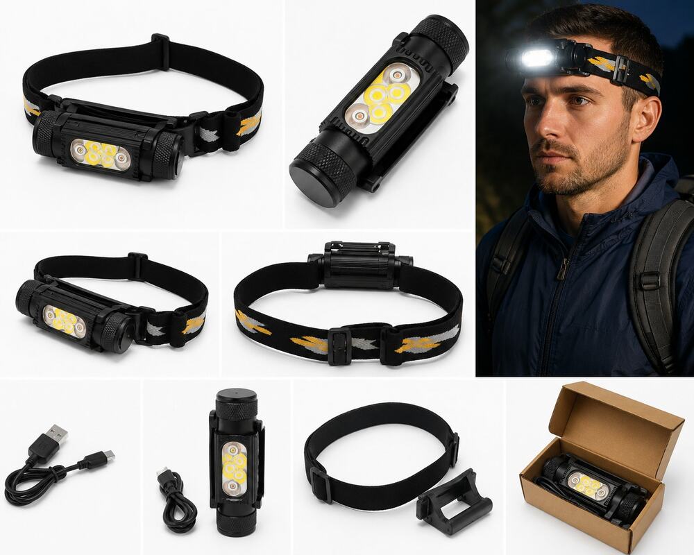 Rechargeable LED Headlamp Flashlight – Adjustable Head Strap